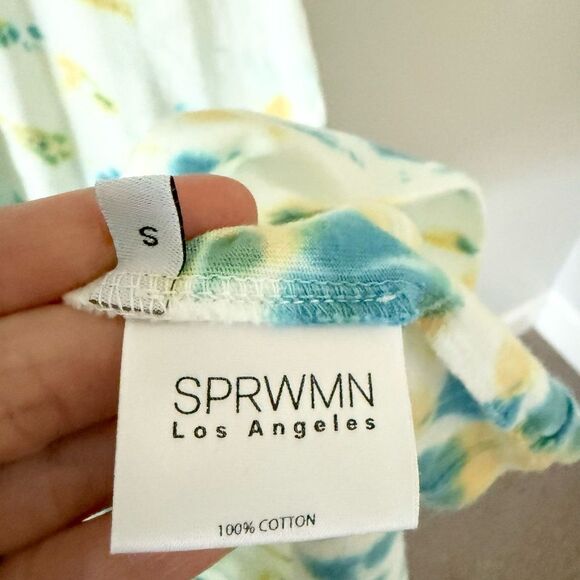 SPRWMN Los Angeles Cotton Racer Back Maxi Dress in Blue & Green Tie Dye - Size S - Picture 5 of 6